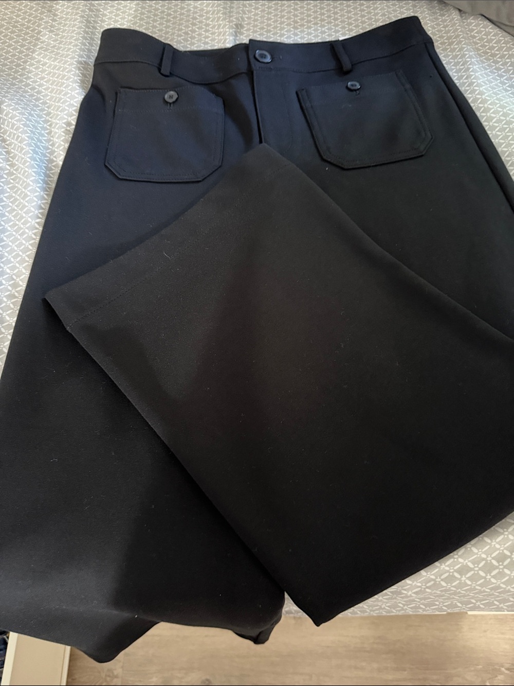 LOFT Black Wide-Leg Trousers